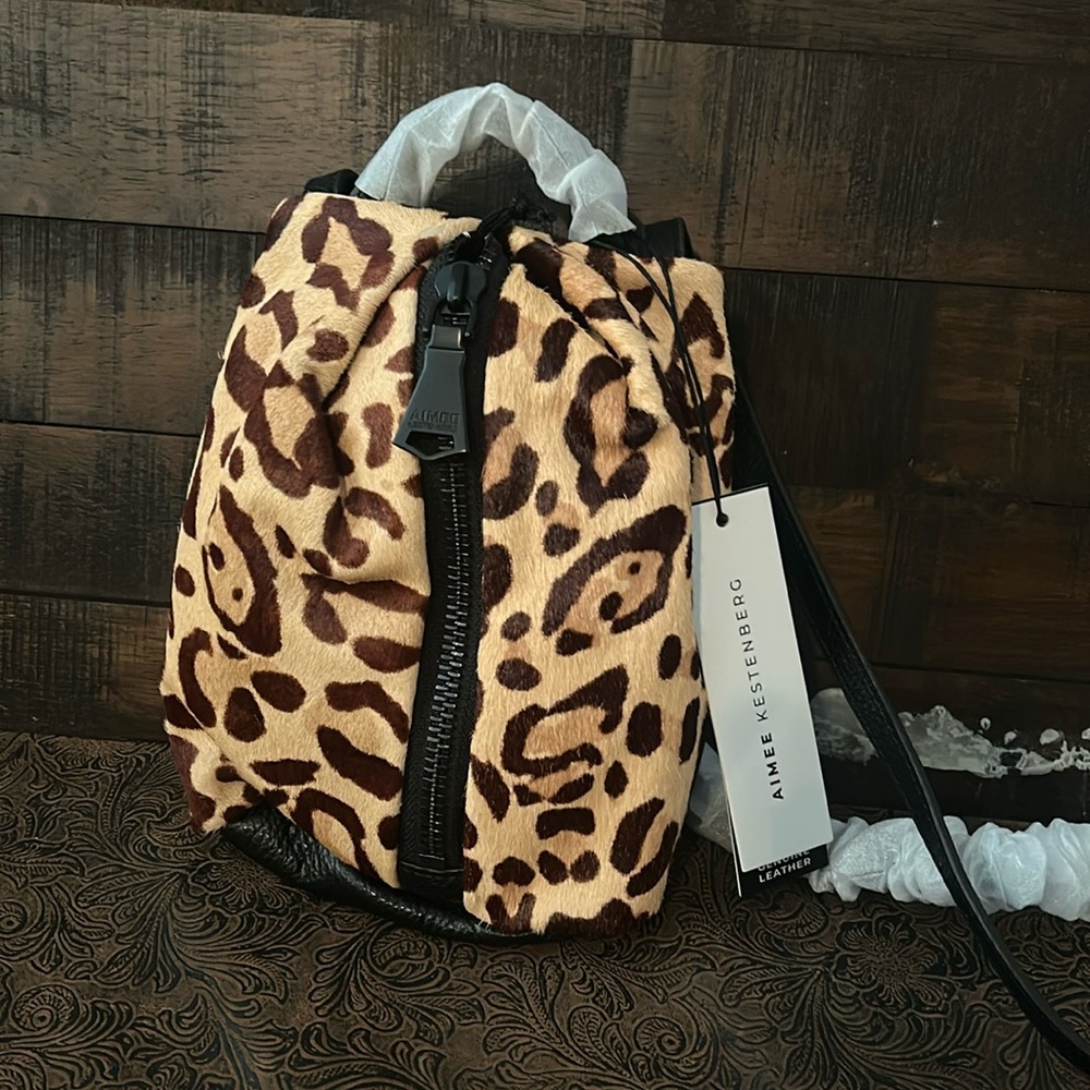 Aimee Kestenberg Tamitha leather Backpack bag Cheetah NWT